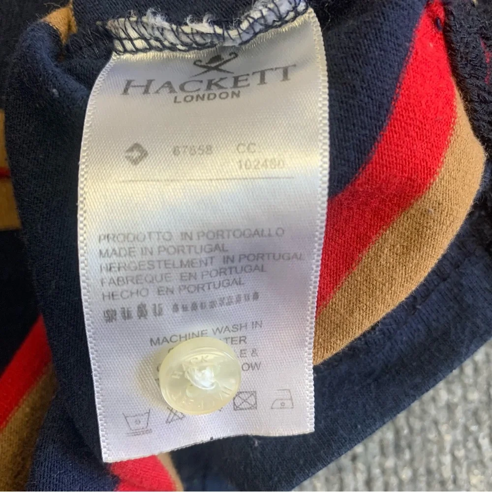 Classic Long Sleeve Rugby Stripe Polo - Navy, Red, Yellow - Picture 6 of 6